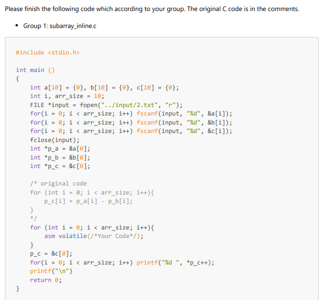 Please finish the following code which according
