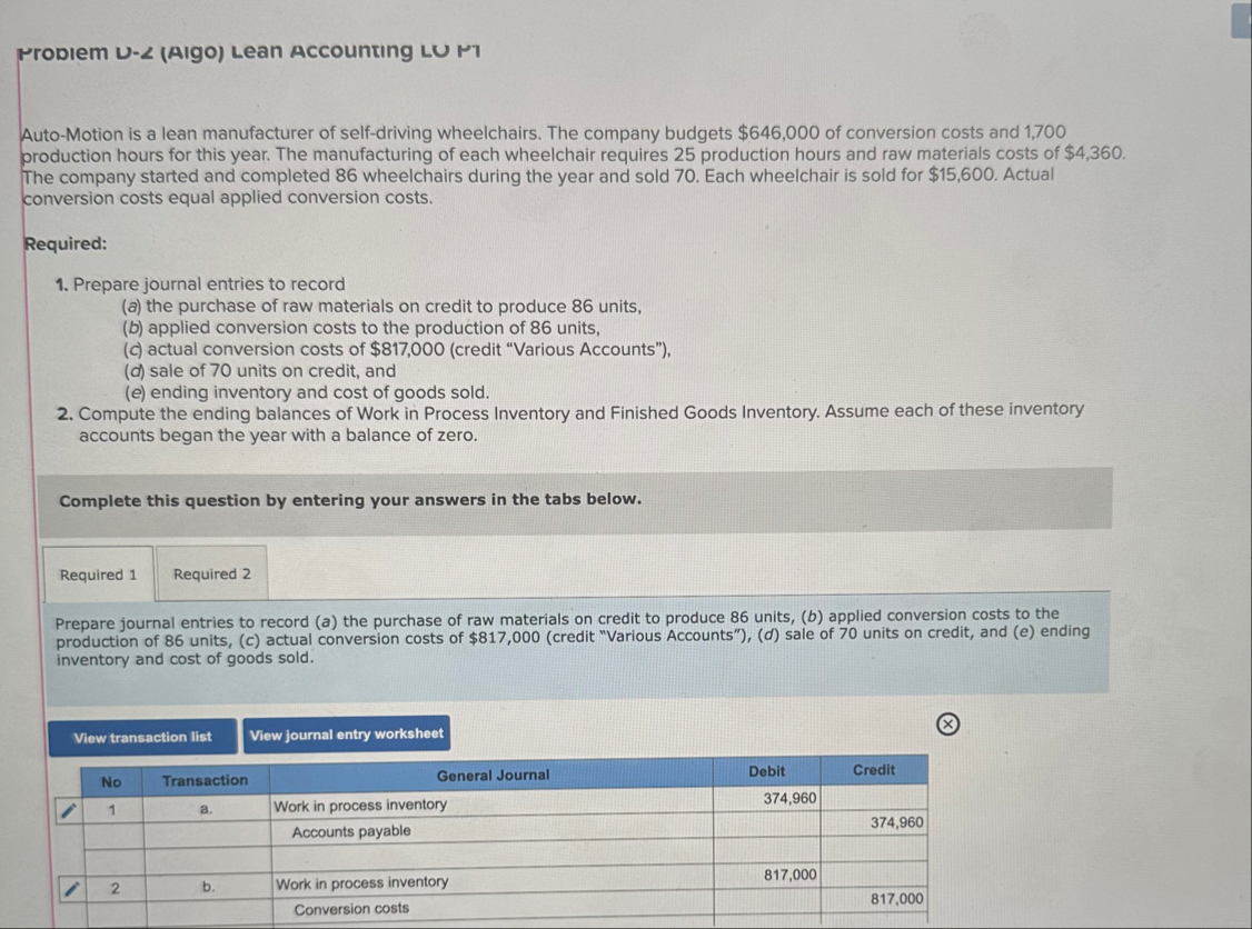 rrodiem U - ( Algo ) Lean Accounting LU , ri Auto