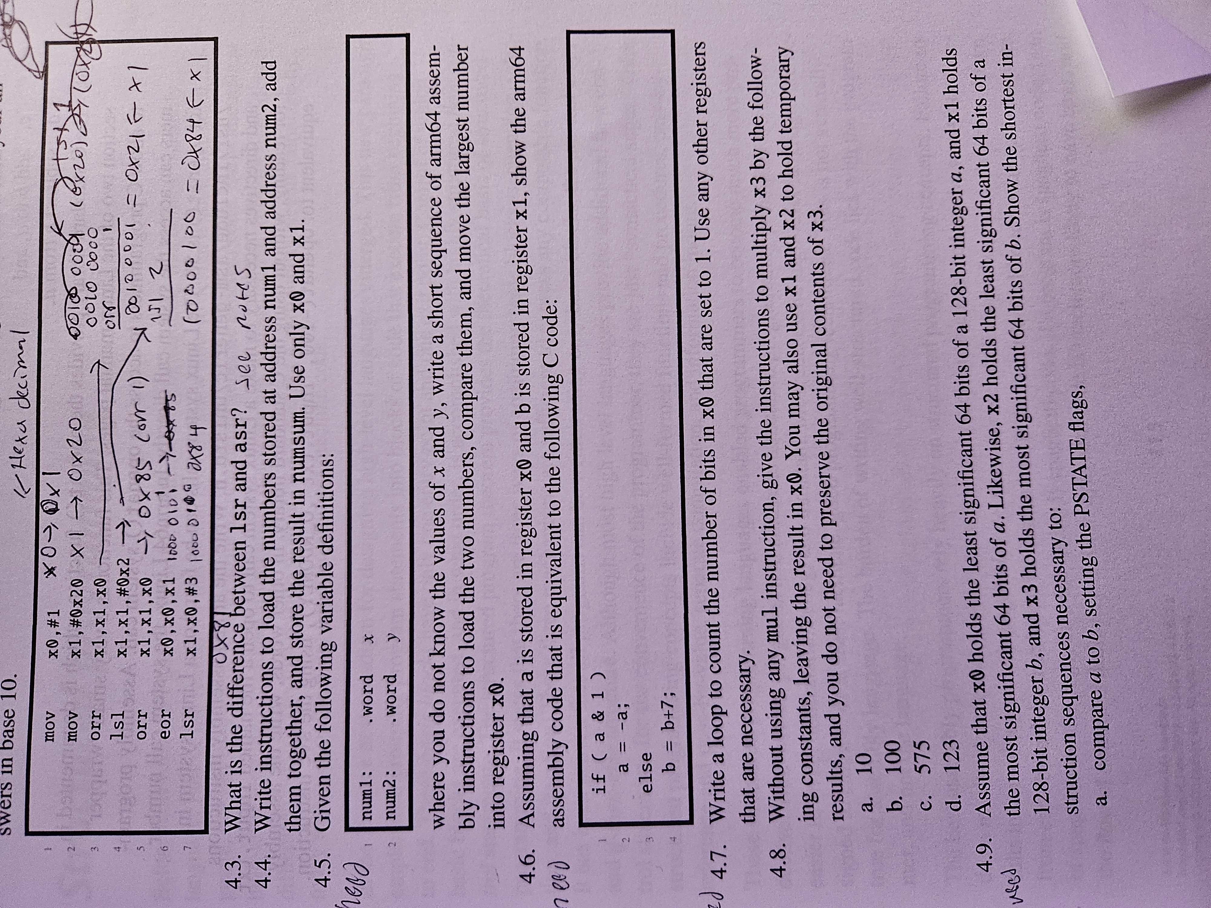 Need 4 . 5 4 . 6 and 4 . 7 Please. Use Arm 6 4