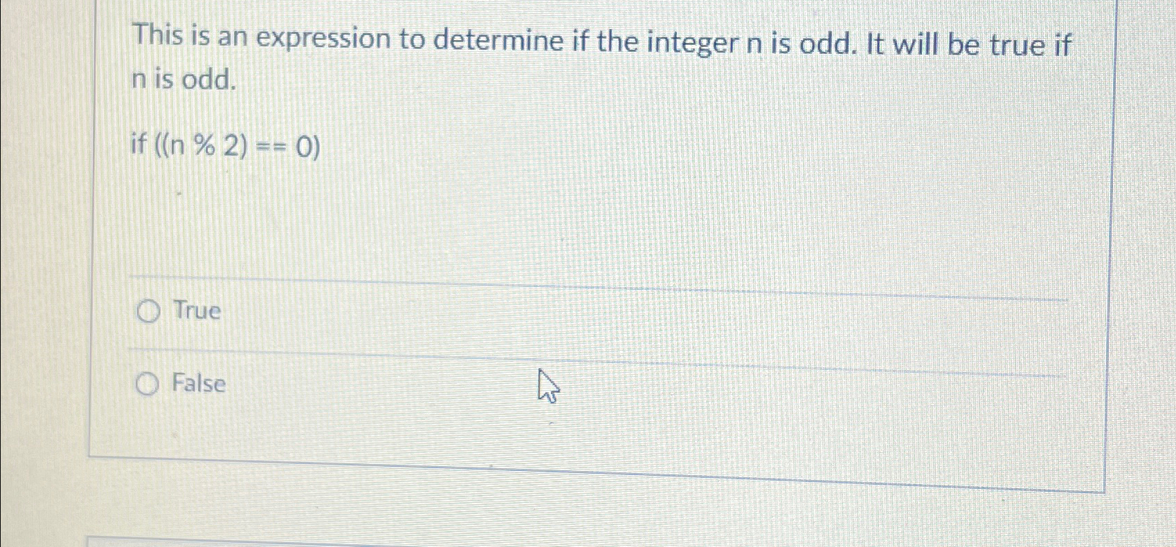 This is an expression to determine if the integer