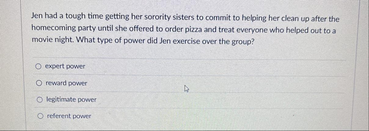 Jen had a tough time getting her sorority sisters
