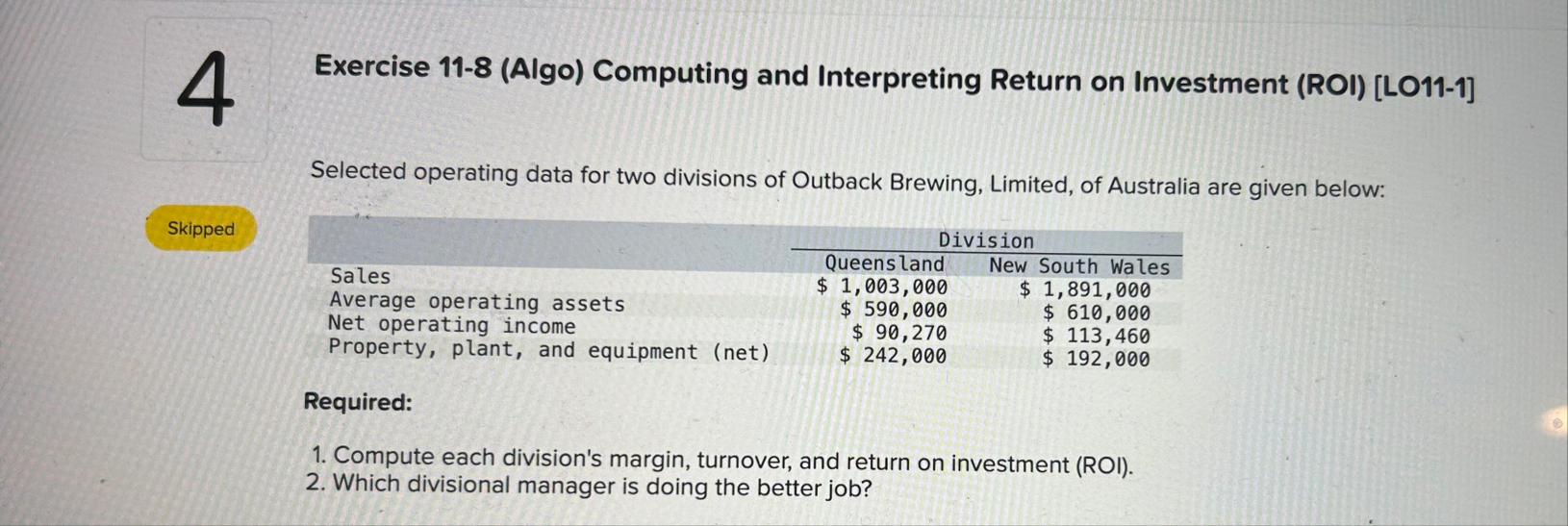 4 Exercise 1 1 - 8 ( Algo ) Computing and