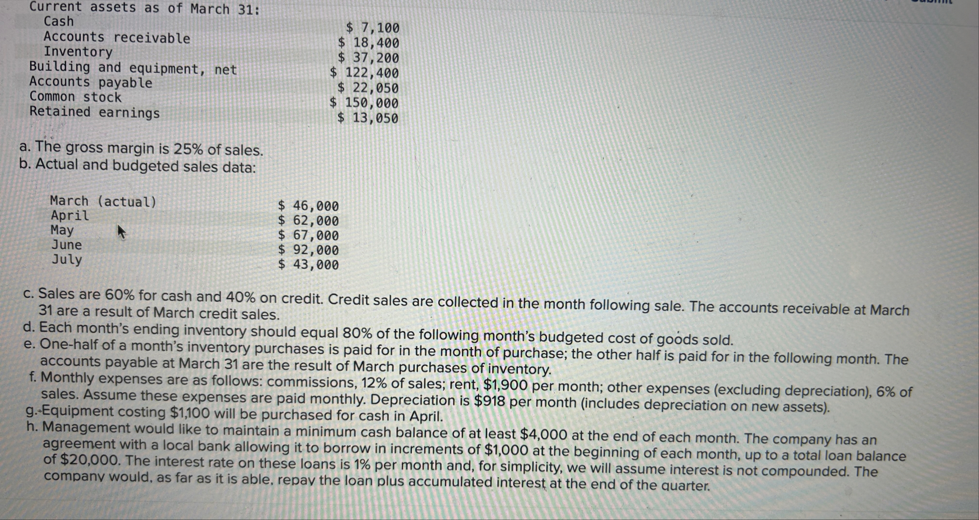 \ table [ [ Current assets as of March 3 1 : , ]