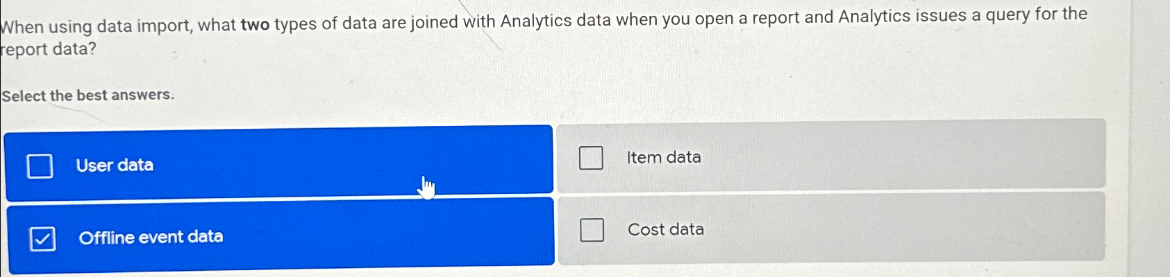 When using data import, what two types of data