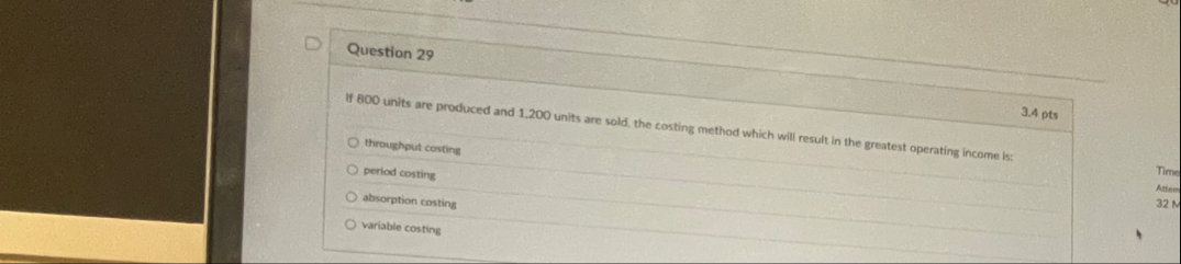 Question 2 9 If 8 0 0 units are produced and 1 ,