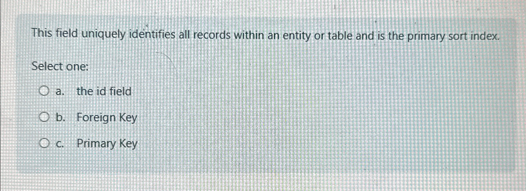 This field uniquely identifies all records within