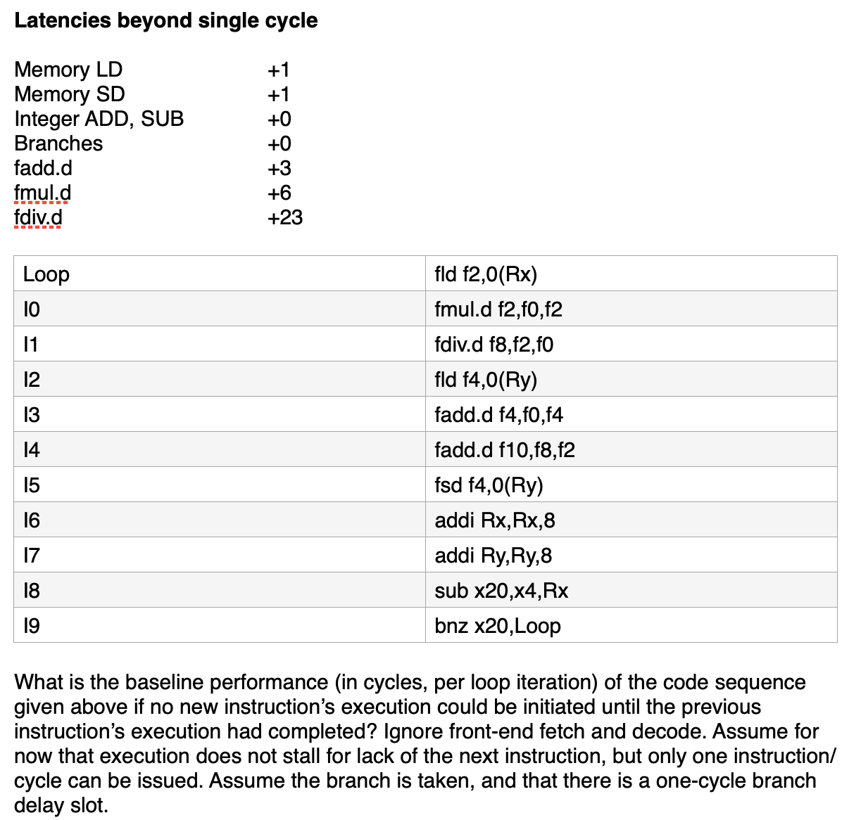 Latencies beyond single cycle What is the