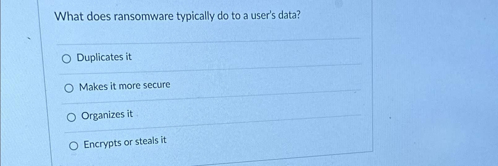 What does ransomware typically do to a user's
