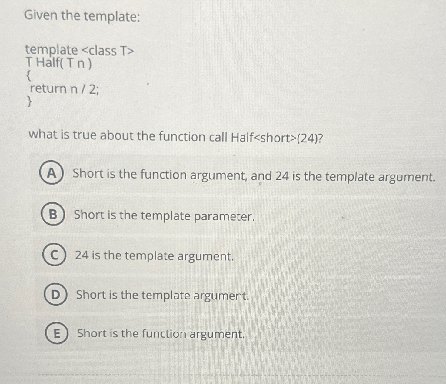 Given the template:what is true about the