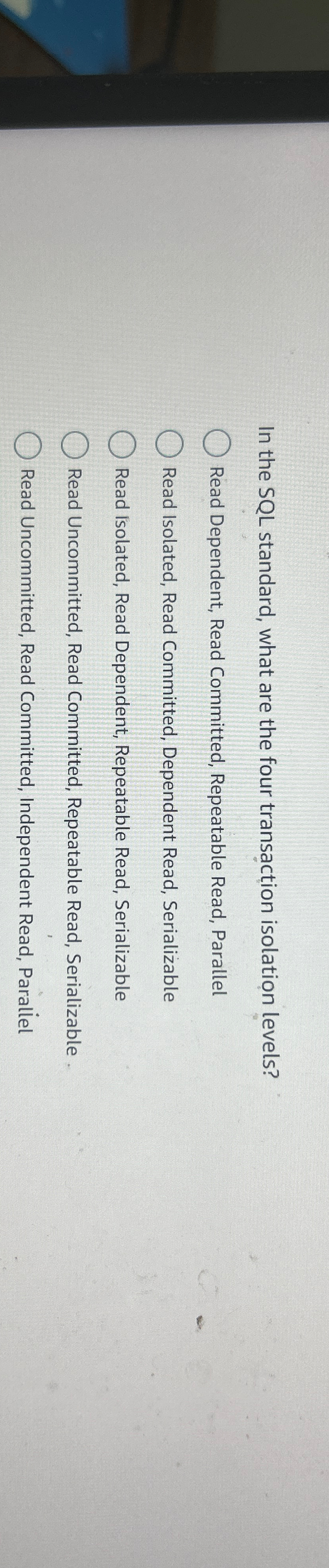 In the SQL standard, what are the four