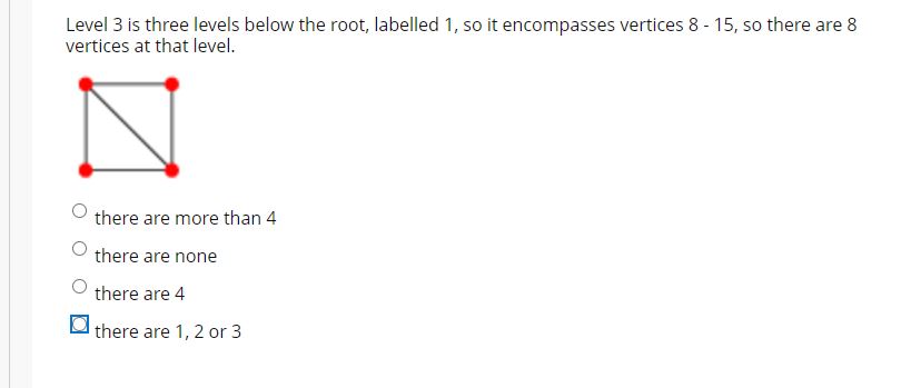 Level 3 is three levels below the root, labelled