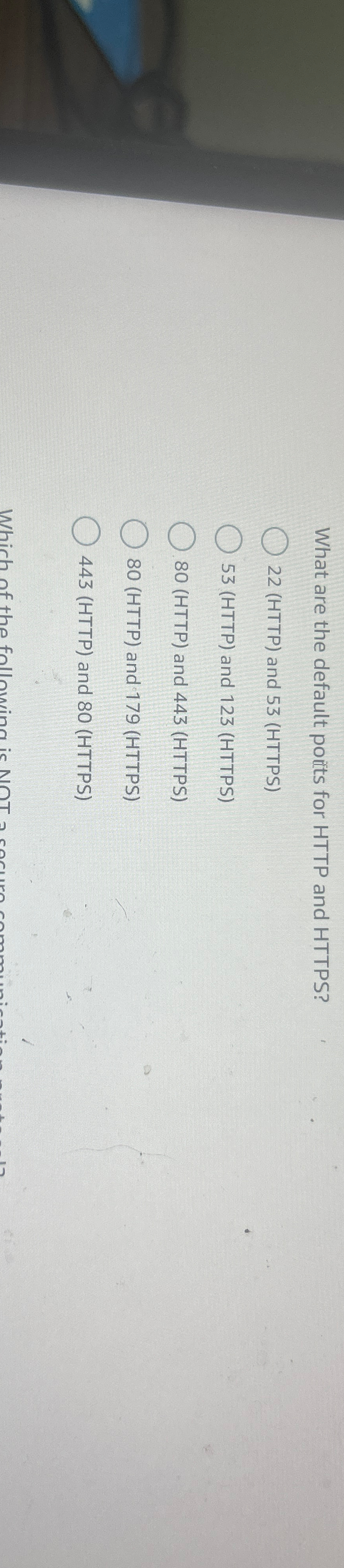What are the default porits for HTTP and HTTPS ?
