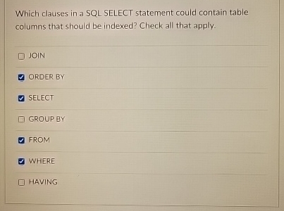 Which clauses in a SQL SELECT statement could