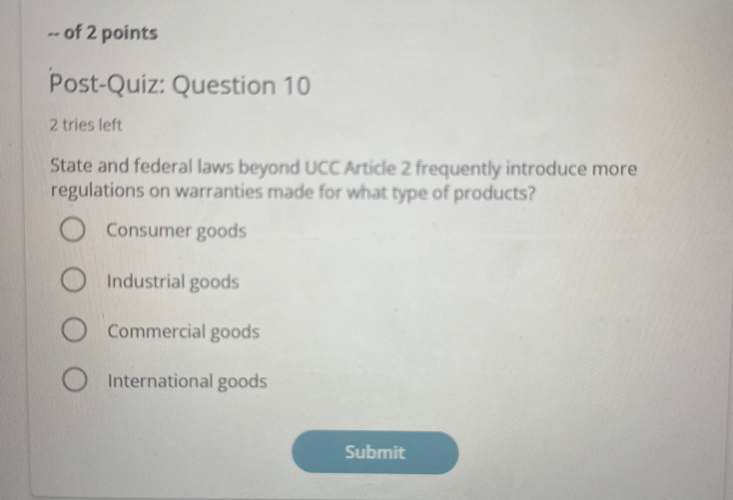 - - of 2 points Post - Quiz: Question 1 0 2 tries