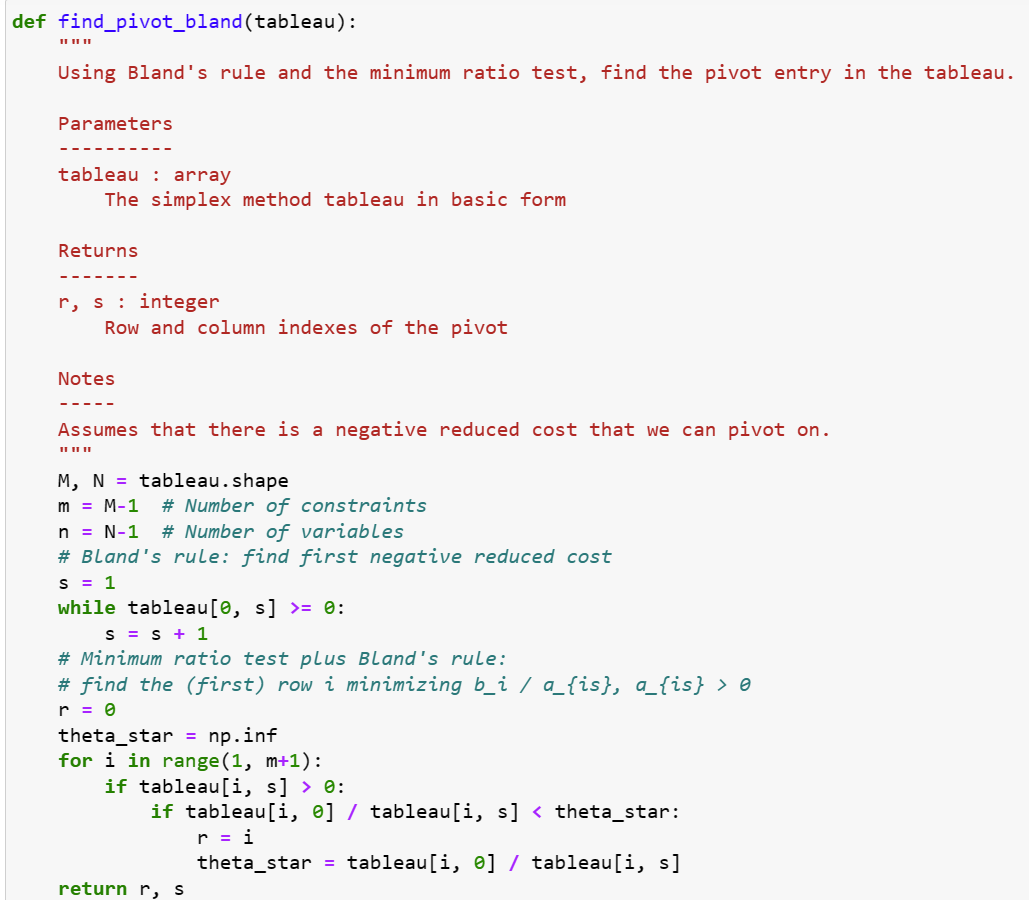 When using the simplex method, the largest