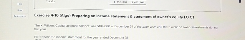 Hint Totals q , Print References Exercise 4 - 1 0