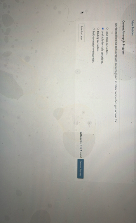 View Policies Current Attempt in Progress