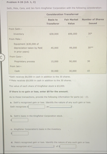 Problem 4 - 2 6 ( LO . 1 , 2 ) Seth, Pete, Cara,
