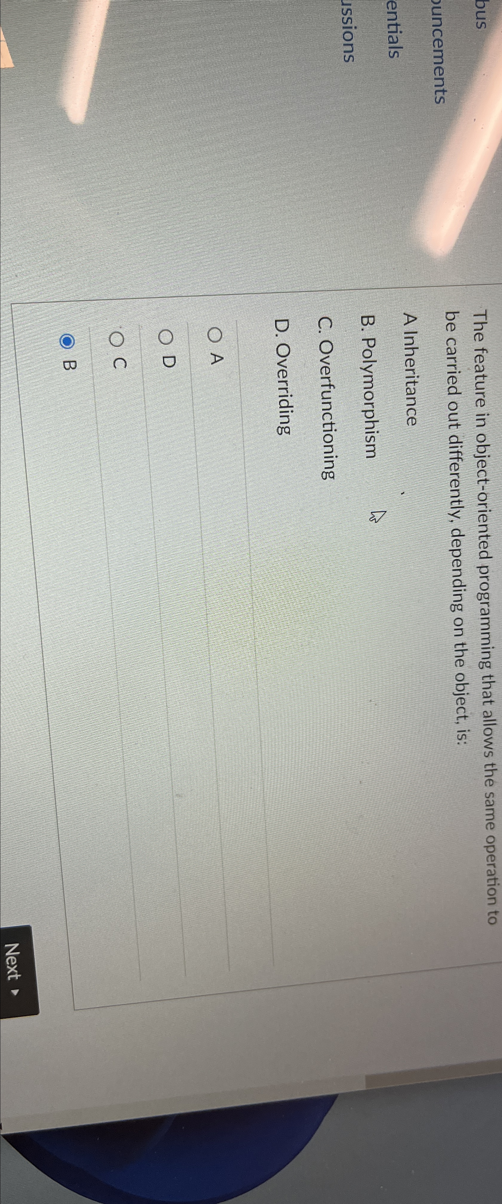 bus The feature in object - oriented programming