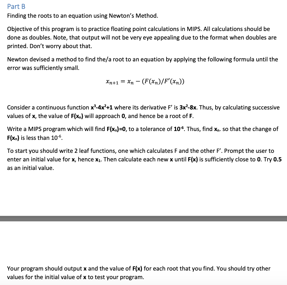 Part B Finding the roots to an equation using