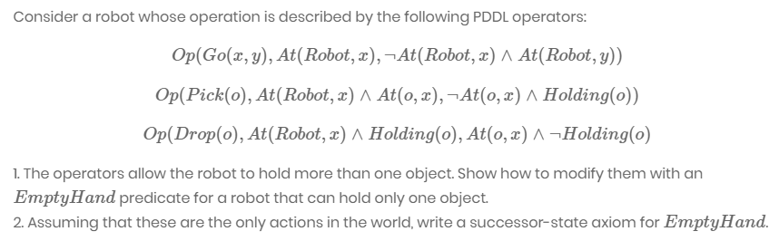 Consider a robot whose operation is described by