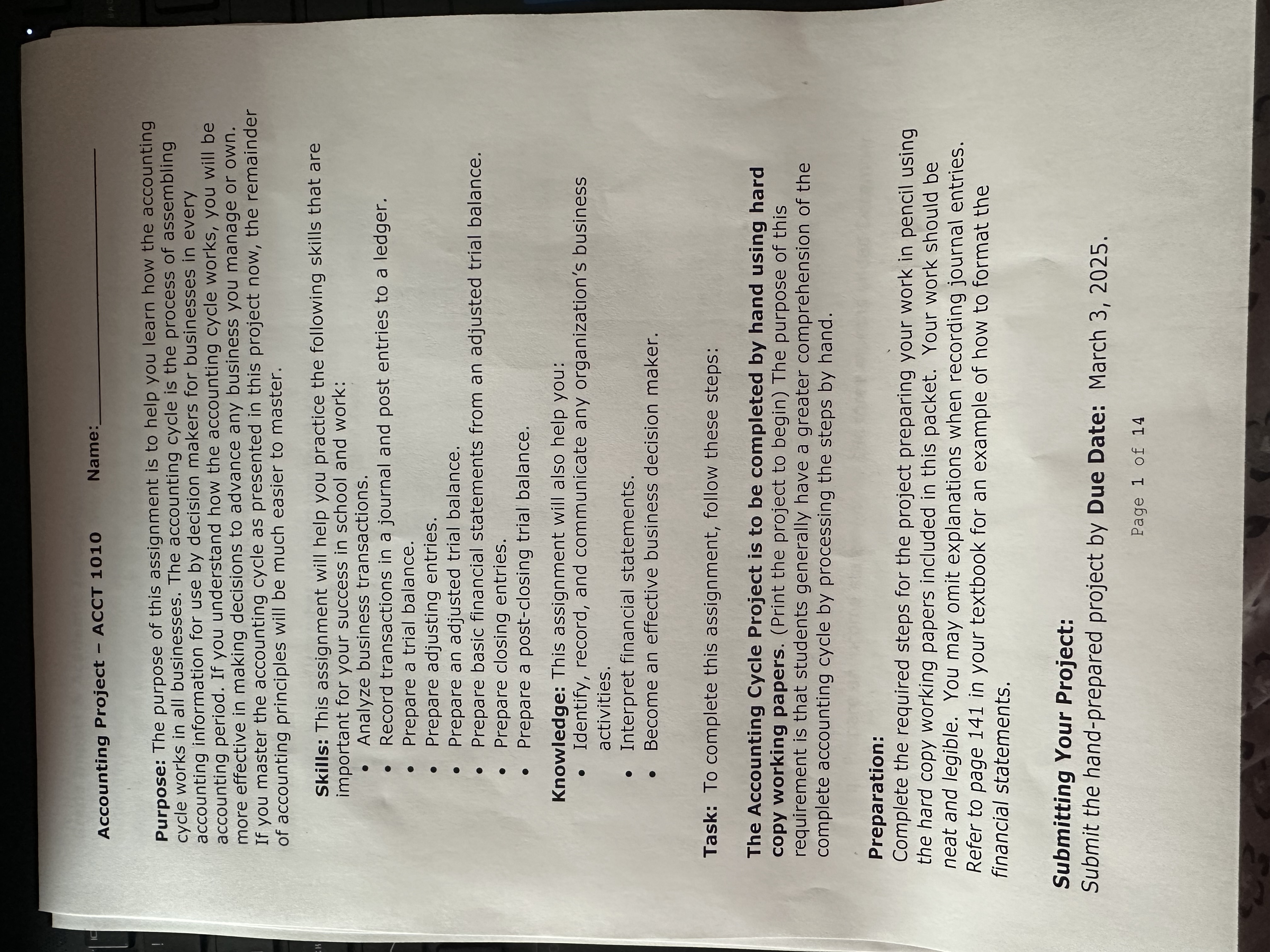 Accounting project Working Papers General Journal