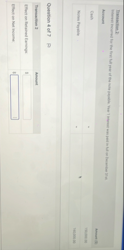 Dansaction 2 : Interest incurred for the first