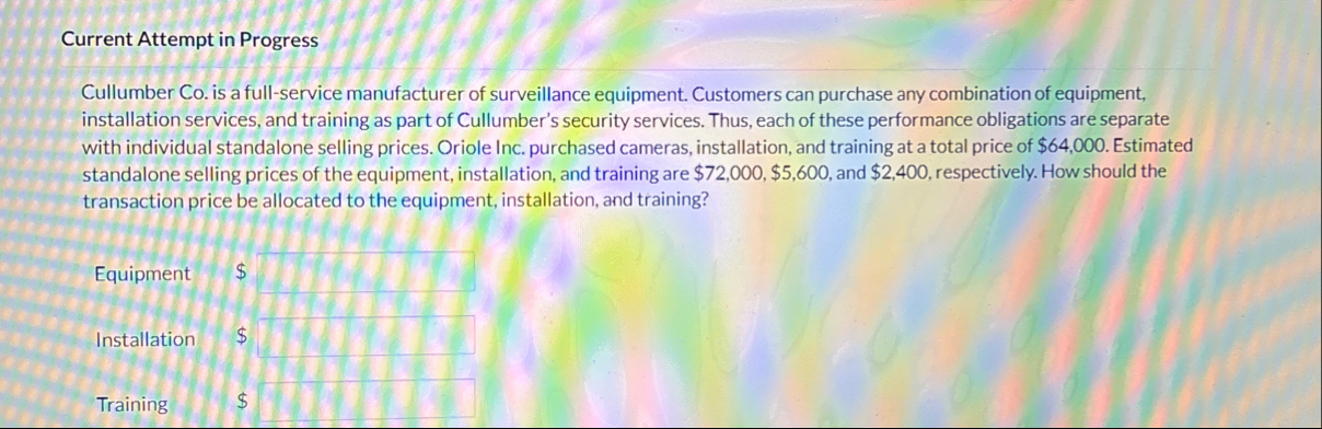 Current Attempt in Progress Cullumber Co . is a