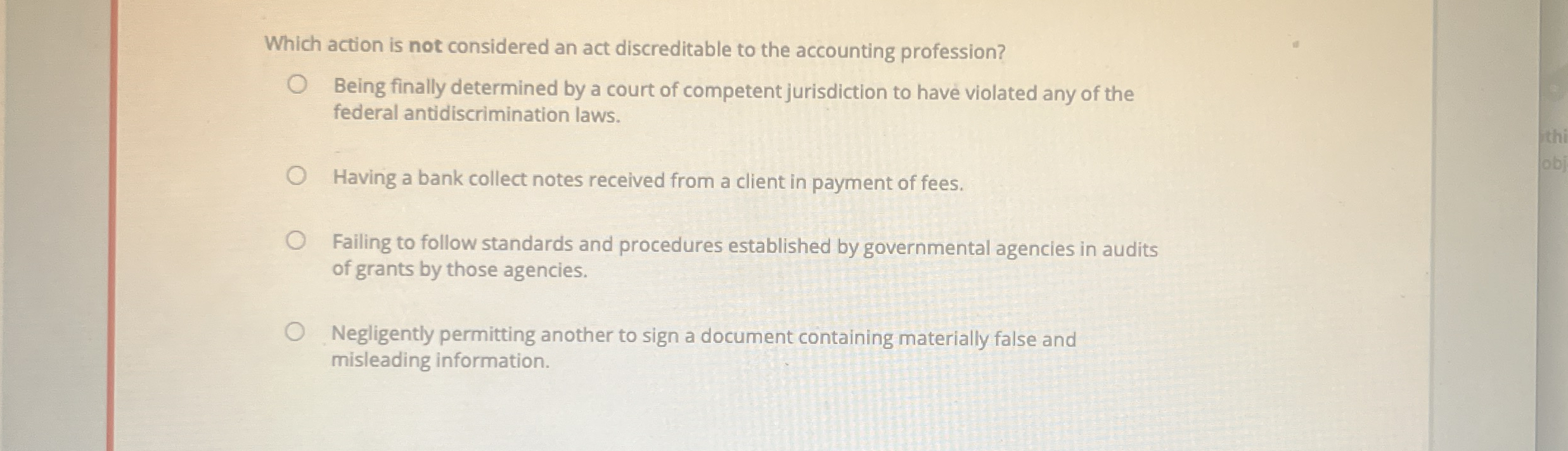 Which action is not considered an act