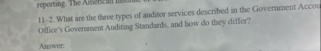 1 1 - 2 . What are the three types of auditor
