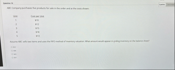Question ve 1 peines 1 = A n - ABC Company