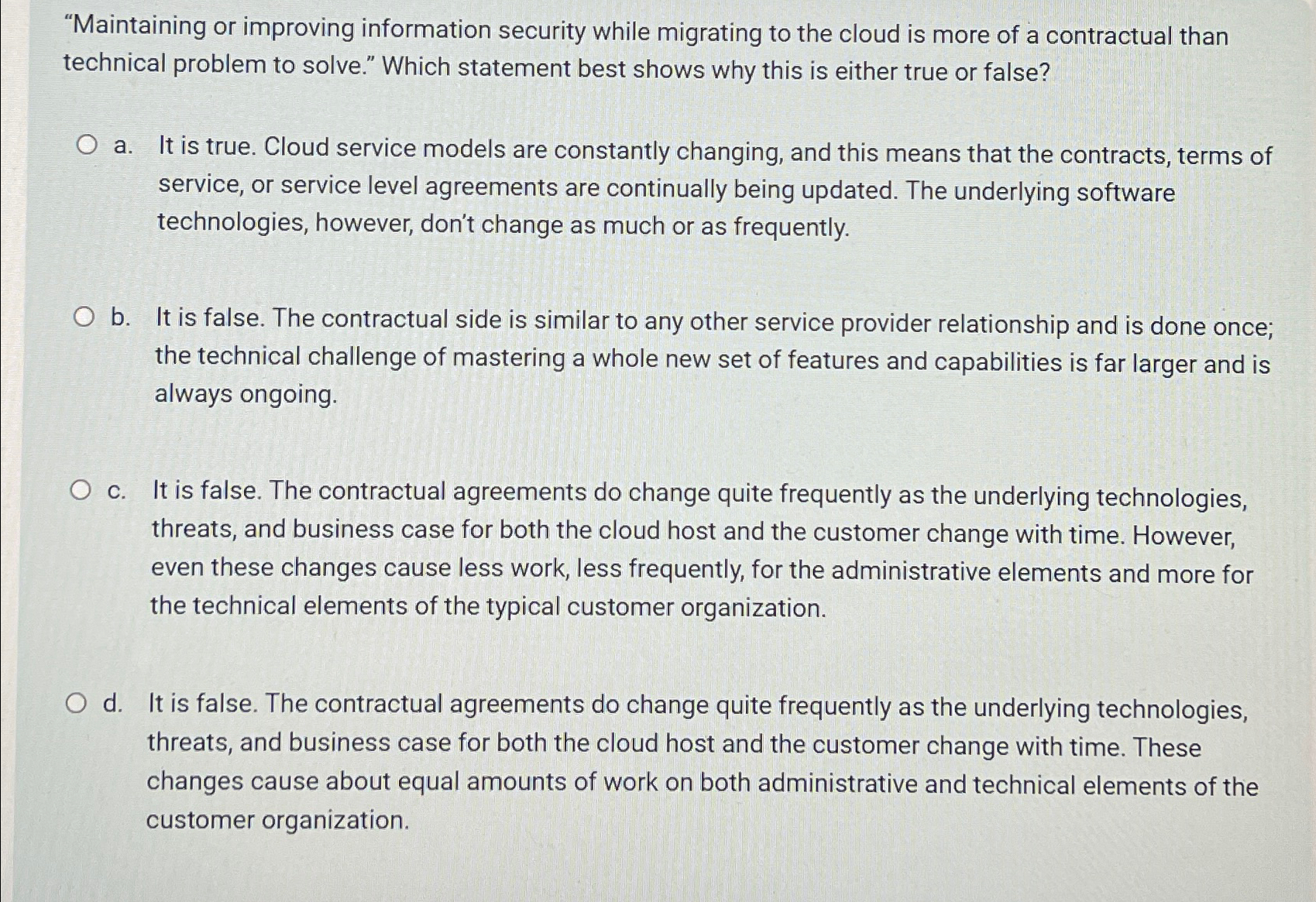 "Maintaining or improving information security