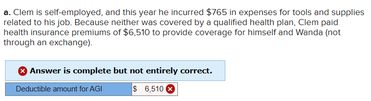 a . Clem is self - employed, and this year he