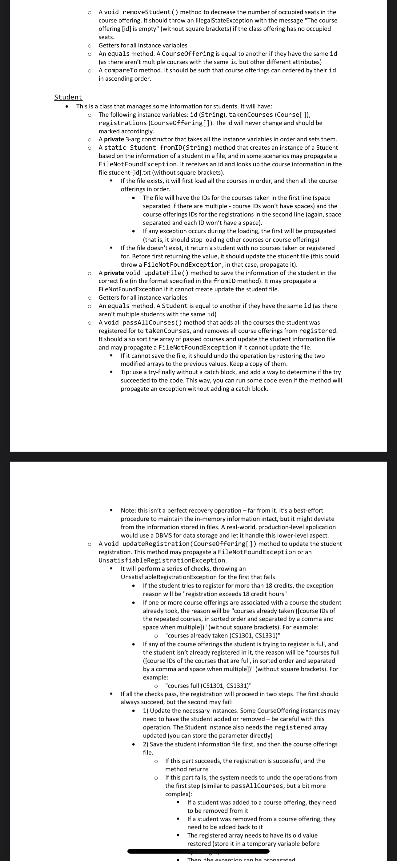 Course This is a class that manages some