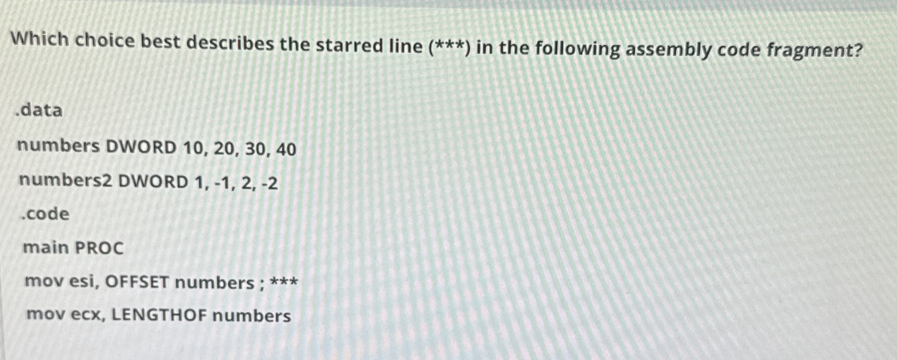 Which choice best describes the starred line ( *