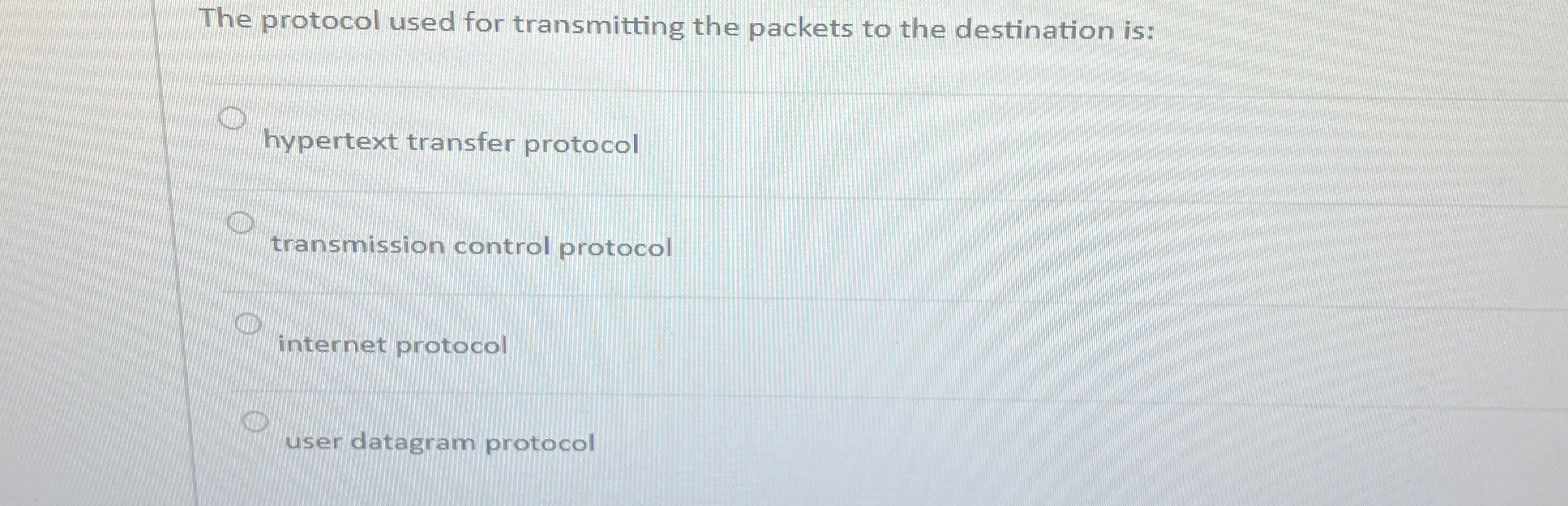 The protocol used for transmitting the packets to