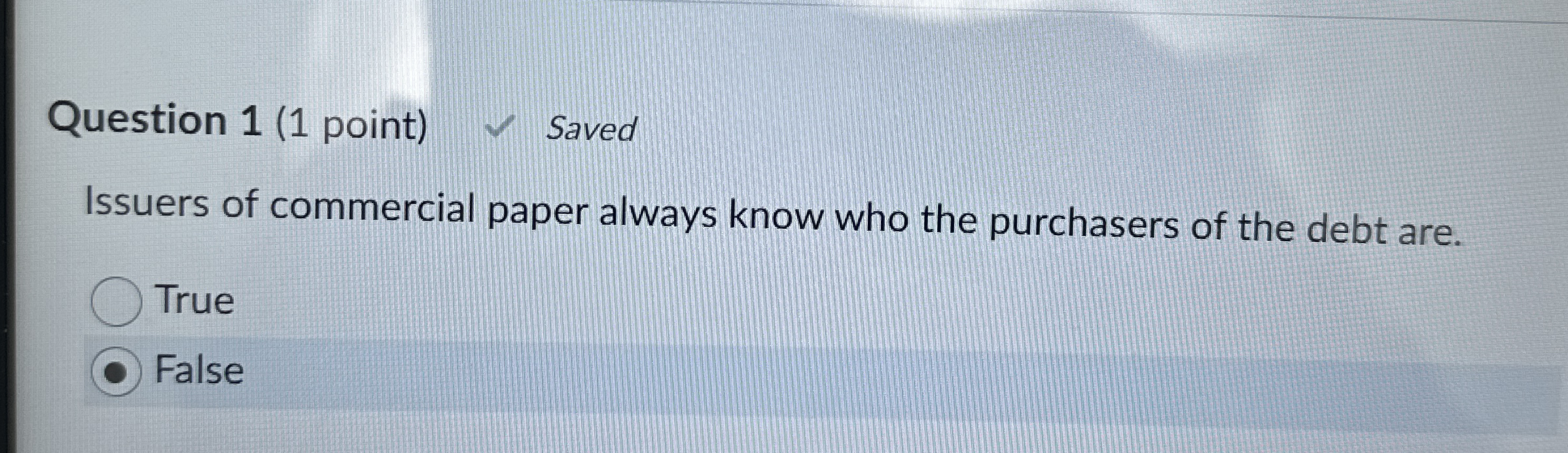 Question 1 ( 1 point ) Saved Issuers of