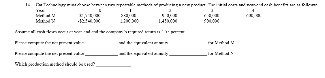 1 4 . Cat Technology must choose between two