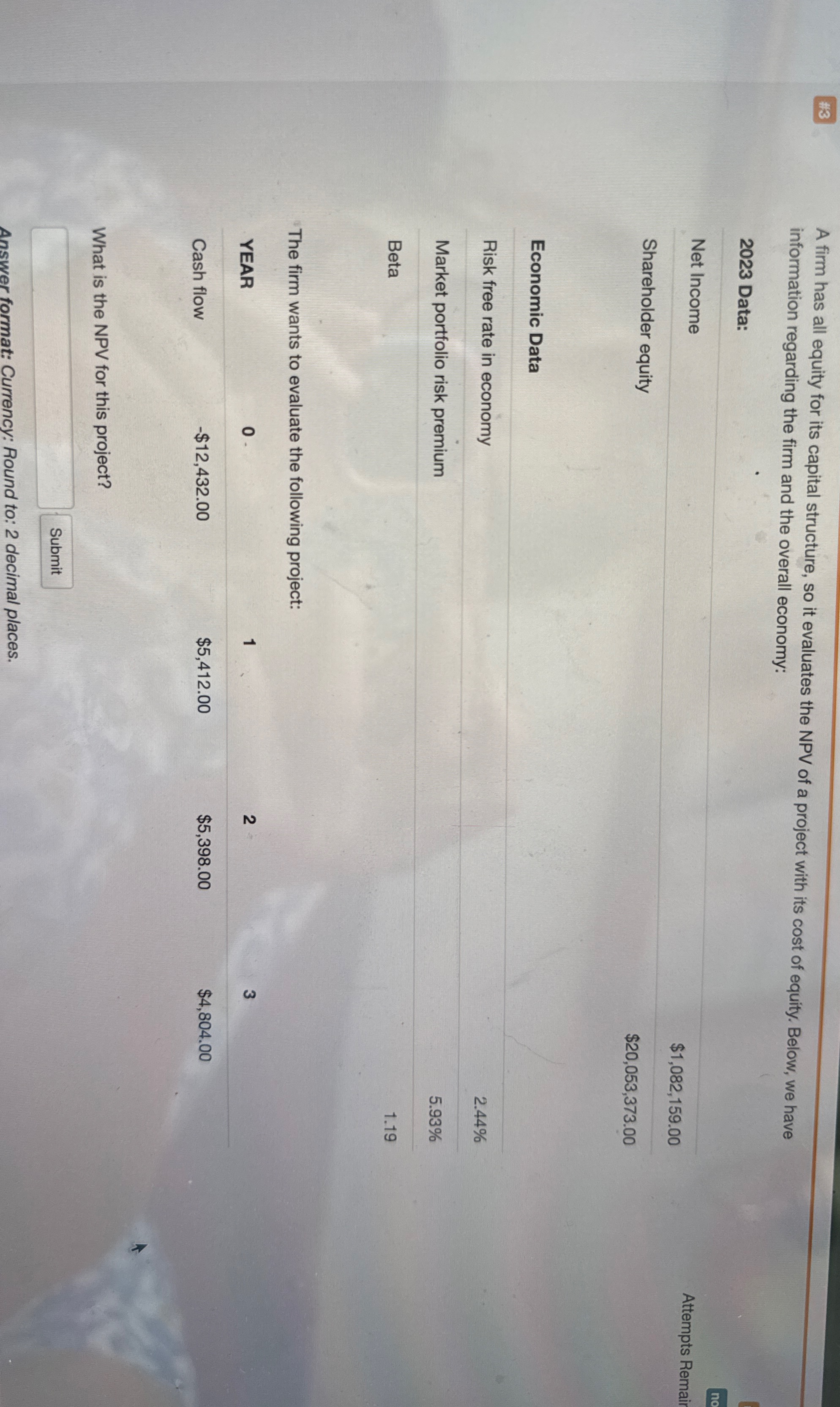 # 3 A firm has all equity for its capital
