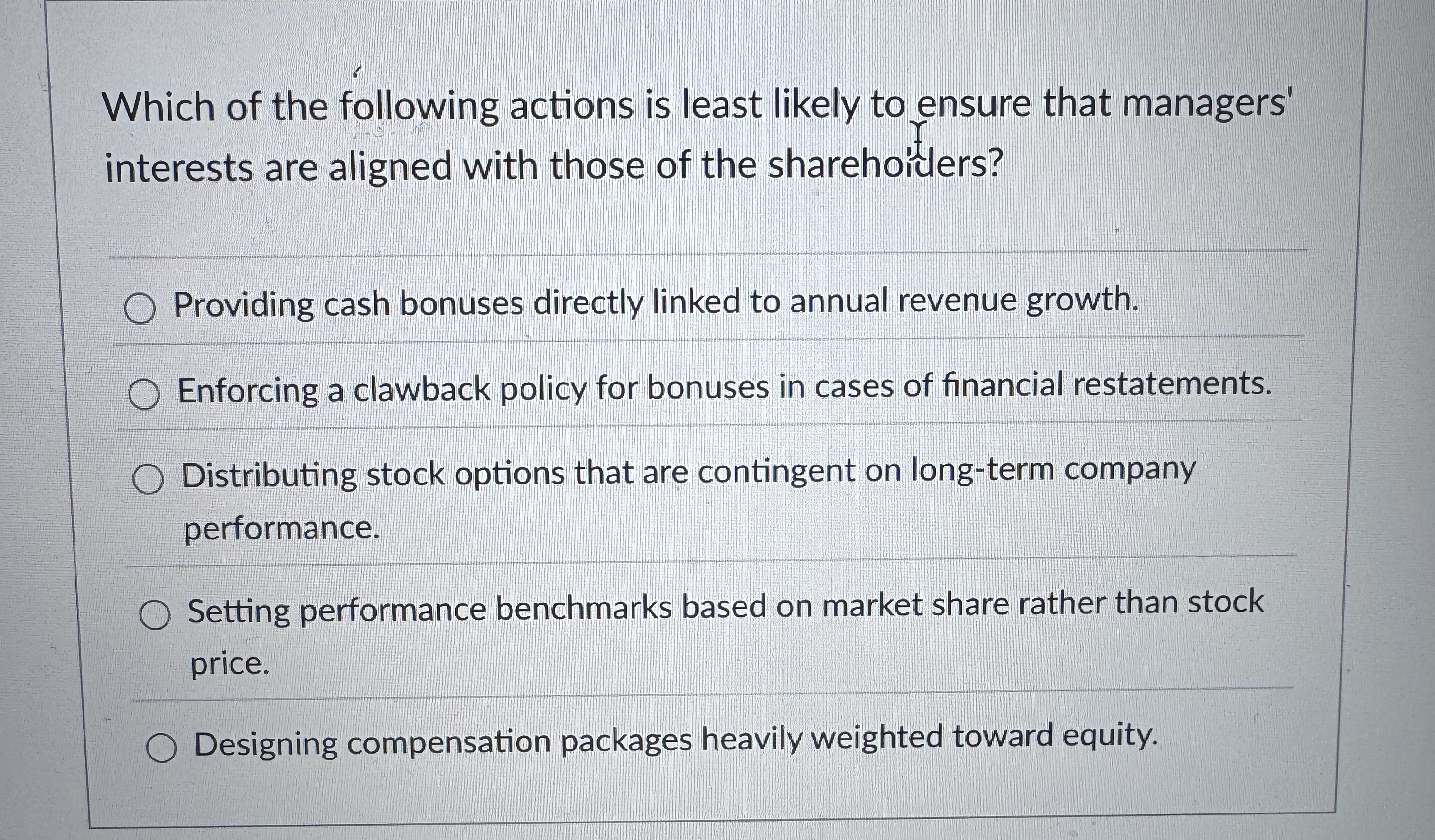 Question 3 5 pts In deciding the optimal capital