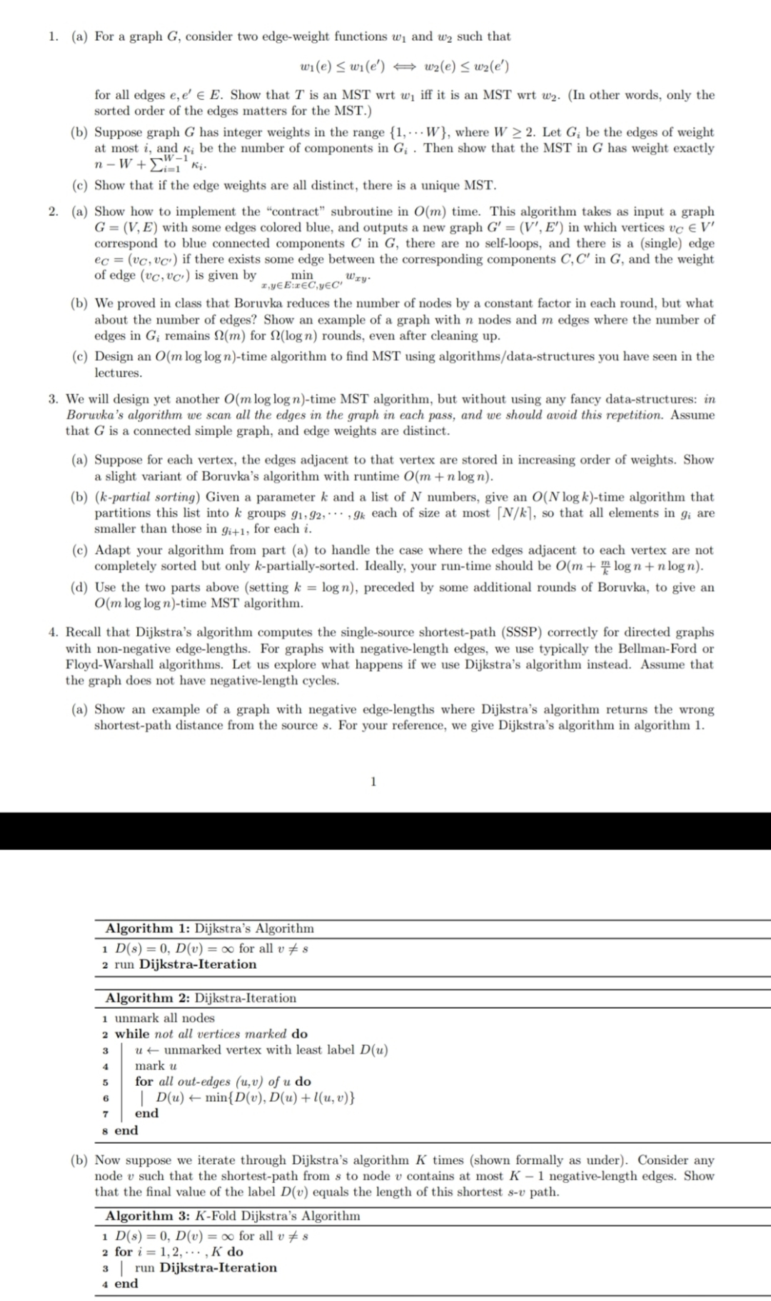 ( a ) For a graph G , consider two edge - weight
