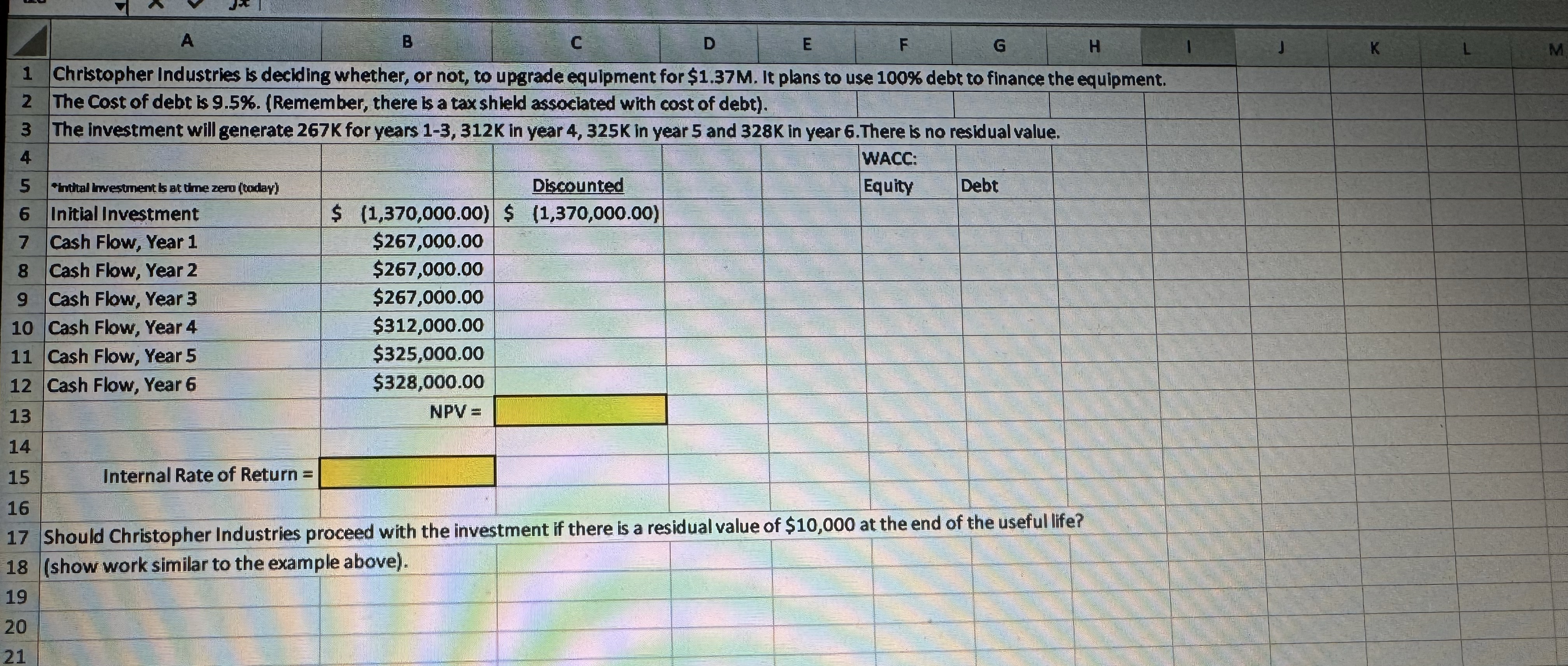 Christopher Industries is deciding whether, or