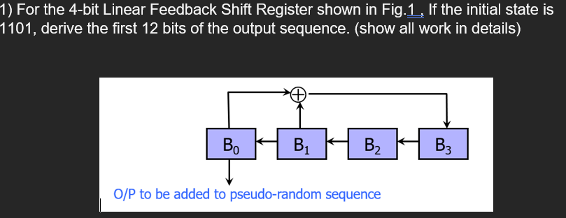 1 ) For the 4 - bit Linear Feedback Shift