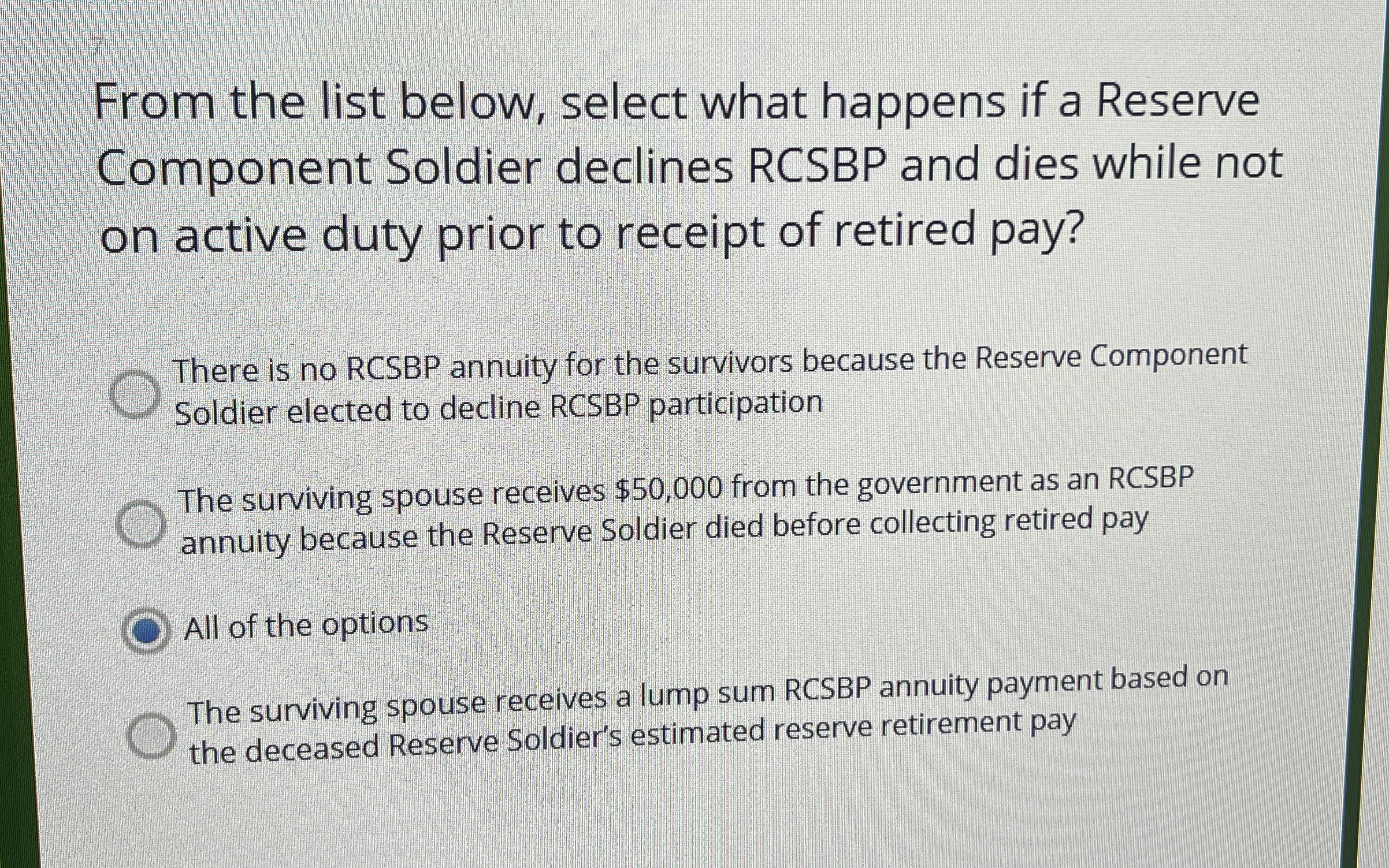 From the list below, select what happens if a