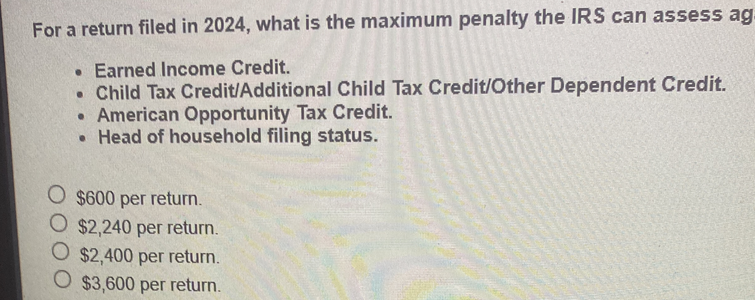For a return filed in 2 0 2 4 , what is the