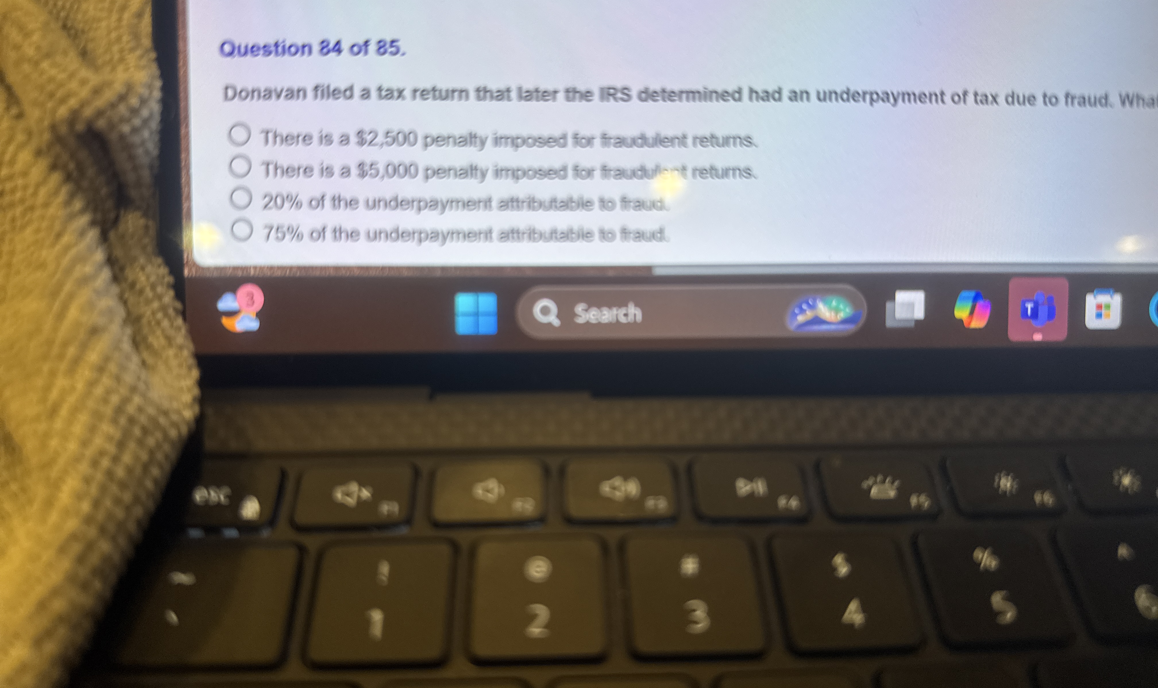 Question 8 4 of 8 5 . Donavan filed a tax return