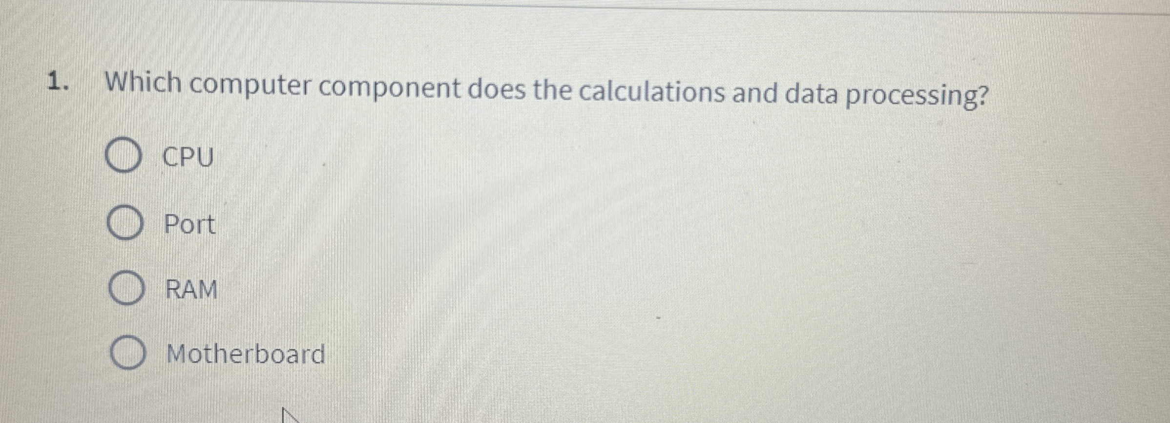 Which computer component does the calculations
