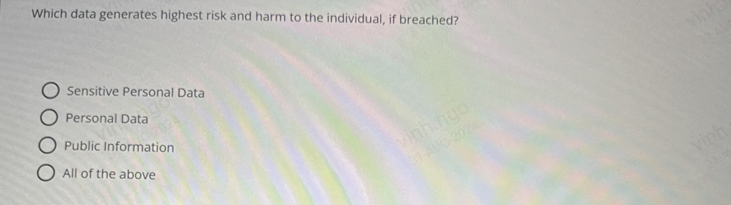 Which data generates highest risk and harm to the