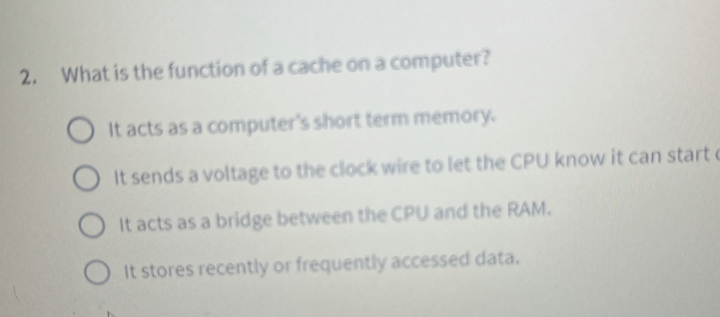 What is the function of a cache on a computer? It