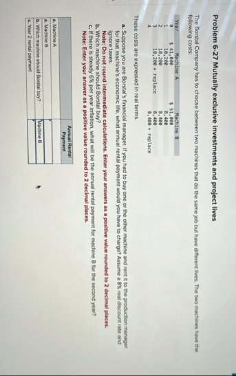 Problem 6 - 2 7 Mutually exclusive investments